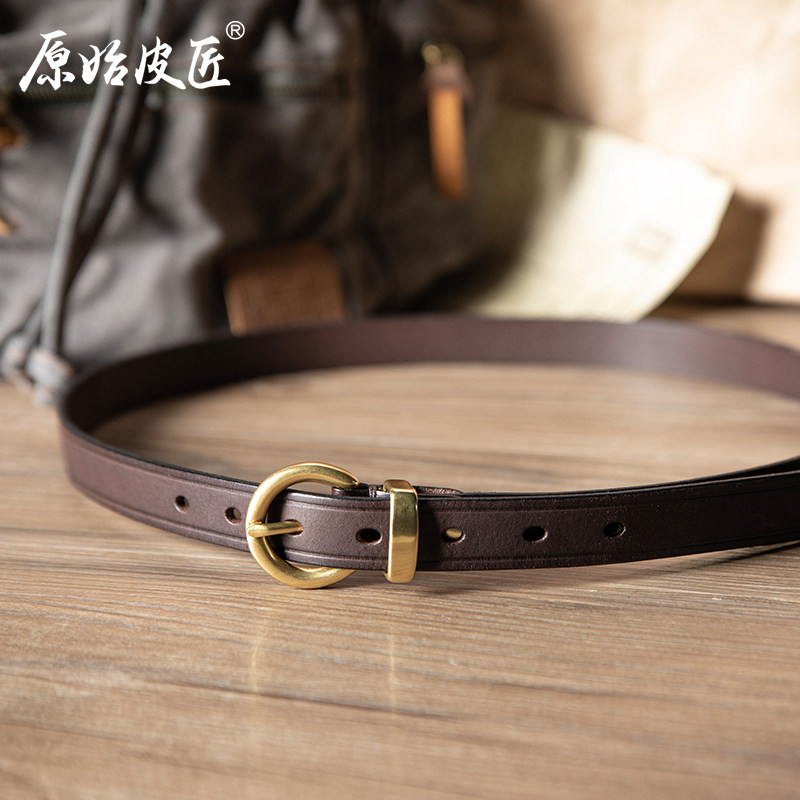 原始皮匠 女士真皮腰带头层牛皮复古铜针扣手工细皮带休闲裤带窄,服饰配件/皮带/帽子/围巾,腰带/皮带/腰链,淘宝优惠券,粉丝福利购,淘宝优惠卷