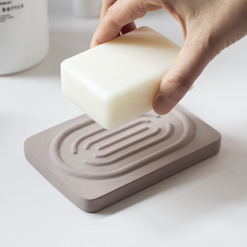 硅藻土皂托置物架硅藻泥吸水肥皂盒浴室条纹香皂盒厂家