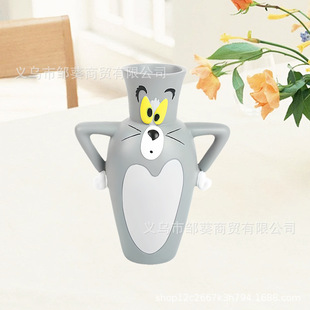 反派可爱多汤姆猫花瓶杰瑞鼠创意插花笔筒桌面猫和鼠装饰礼物摆件