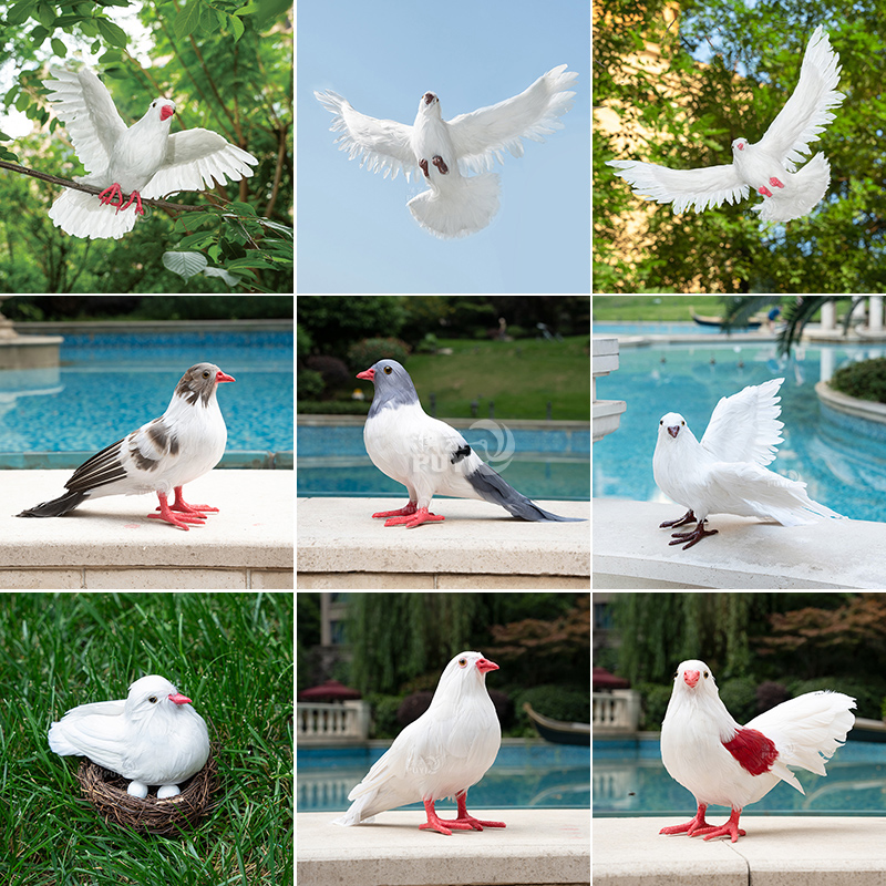 【精品仿真鸽子】摆件白鸽婚庆道具和平鸽模型真羽毛可悬挂仿真鸟