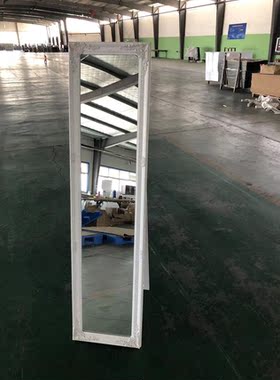 出口美式复古怀旧田园风格实木浮雕穿衣镜落地镜卧室家用镜子