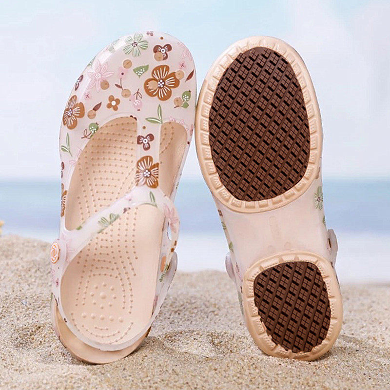 夏季坡跟洞洞鞋女防滑平底凉拖鞋
