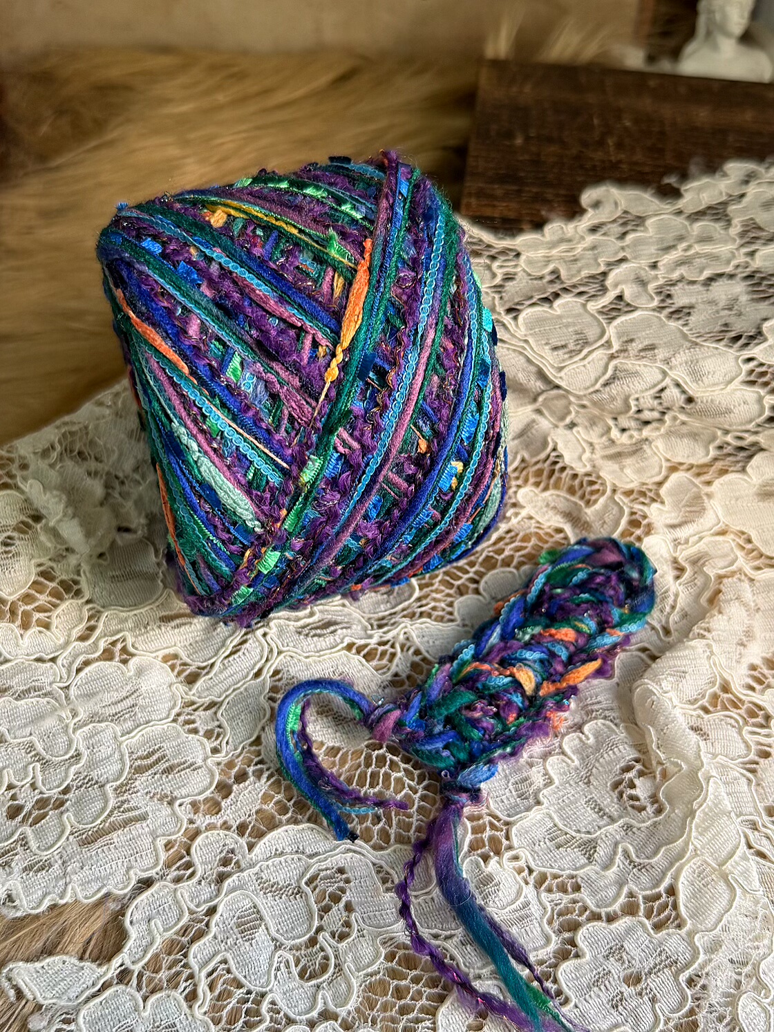 咿唔手混线-深蓝紫五彩油画色系段染复古钩针棒针编织毛线包包,服饰配件/皮带/帽子/围巾,毛线,淘宝优惠券,粉丝福利购,淘宝优惠卷