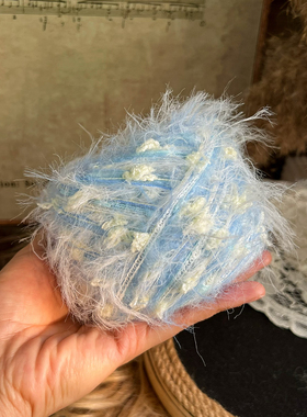 咿唔手混线-小清新黄蓝色油画色系钩针棒针编织毛线帽子手工diy