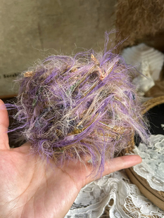 咿唔手混线-特色秋冬新款粉紫色钩针棒针编织毛线帽子包包手工diy