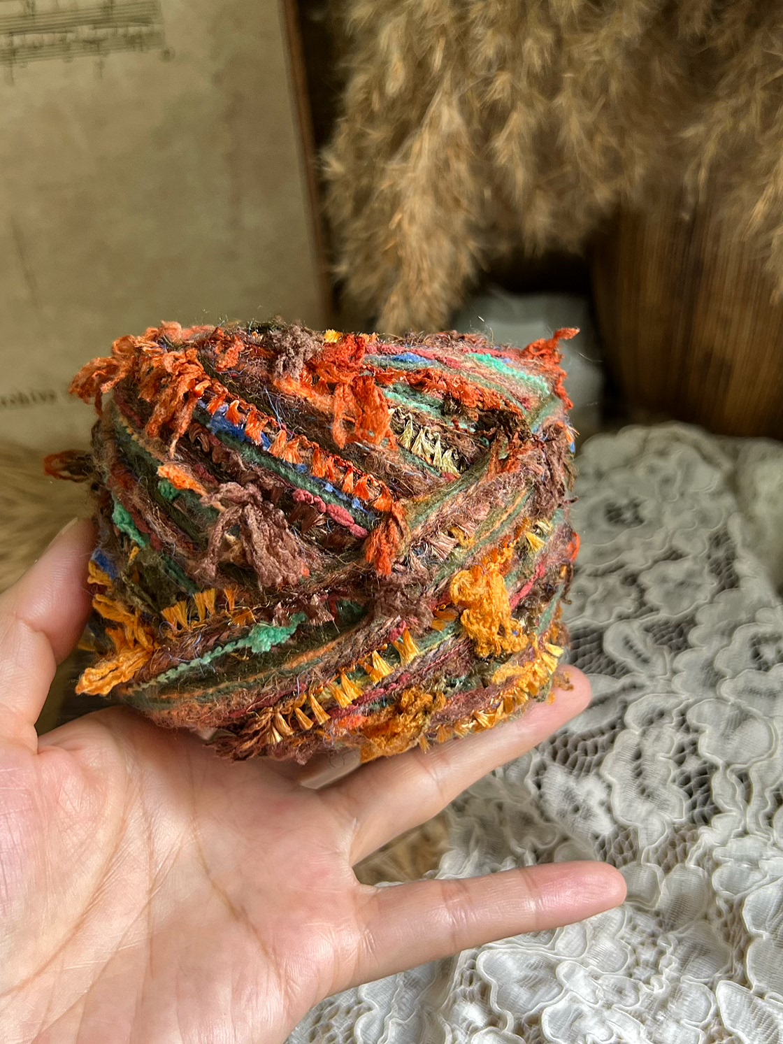 咿唔手混线-敦煌壁画油画色系钩针棒针编织毛线帽子包包手工diy