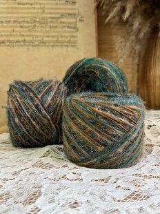 咿唔手混线-特色孤品复古浅灰棕绿钩针棒针编织毛线围巾帽子包包