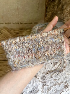 咿唔手混线-秋冬蓝咖色钩针棒针编织毛线围巾帽子包包手工diy披肩