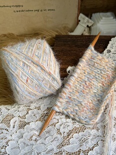 咿唔手混线-特色孤品浅灰蓝棕钩针棒针编织毛线围巾帽子包包
