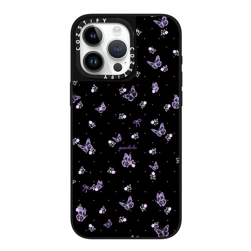 黑底紫色小花蝴蝶适用cozstify手机壳苹果iPhone16promax手机壳15pro14磁吸13镜面12保护壳香港潮牌手机保护
