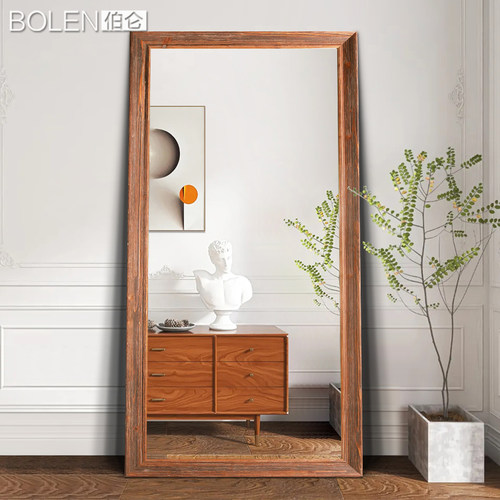 BOLEN复古实木侘寂风穿衣镜子