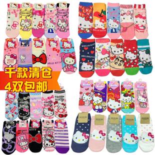 萌日系可爱卡通袜hello kitty凯蒂猫短袜子棉质女短筒船袜学生袜