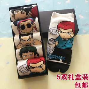 5双礼盒装日动漫卡通男短筒袜子