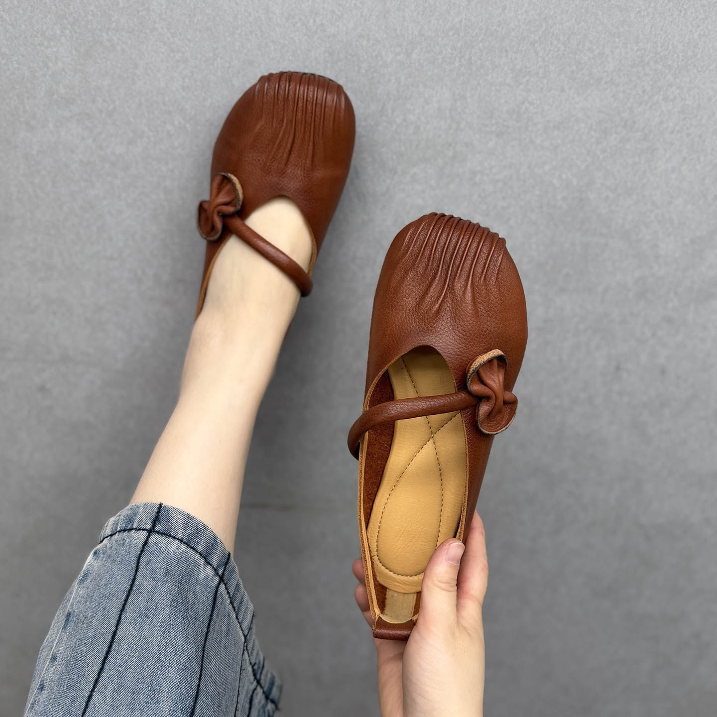 艺鞜2016年春夏新款复古牛皮平底妈妈鞋民族风浅口蝴蝶结单鞋女,女鞋,浅口单鞋,淘宝优惠券,粉丝福利购,淘宝优惠卷