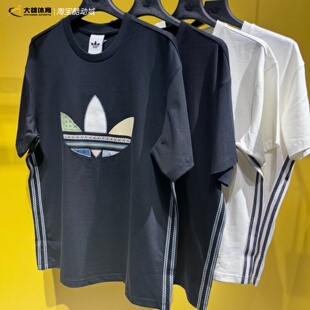 Adidas三叶草26年夏季男女复古纯棉宽松运动短袖T恤KW5670 KW5671