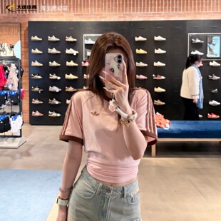 Adidas三叶草26年夏季男女经典款刺绣logo运动短袖KG6321 KG6322