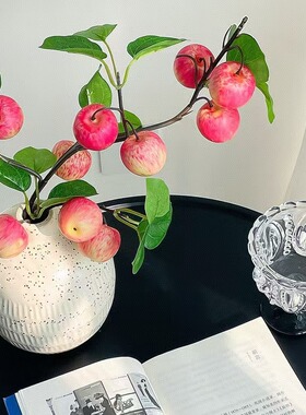 轻奢高端小苹果仿真花苹果树仿生花摆件仿真果实假花客厅干花插花