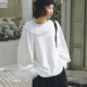 小众设计感双层羽毛花边娃娃领黑衬衫 法式 独特加厚上衣高级感衬衣