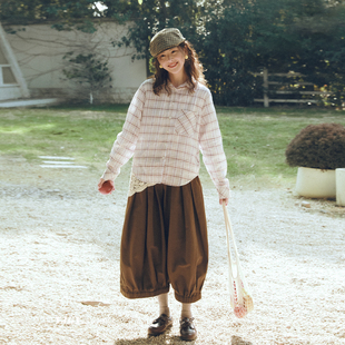 休闲遮肉南瓜裤 印计谷羽 宽松显瘦七分裤 女春夏季 复古阔腿灯笼裤