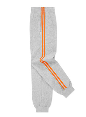 纯棉灰色校服裤子二条杠两道橘色双杠束脚初中高中小学生橙色校裤