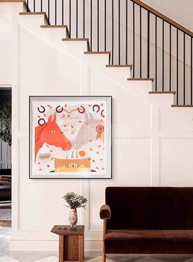 《Feliz》现代简约丝巾画客厅餐厅色彩明亮好寓意挂画装饰画摆件