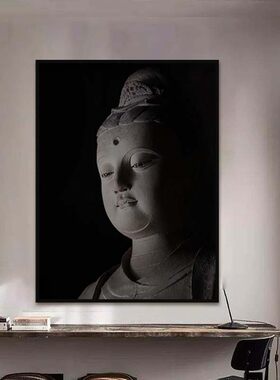 供奉大同善化寺佛像佛头客厅装饰画禅意走廊过道壁画观音玄关挂画