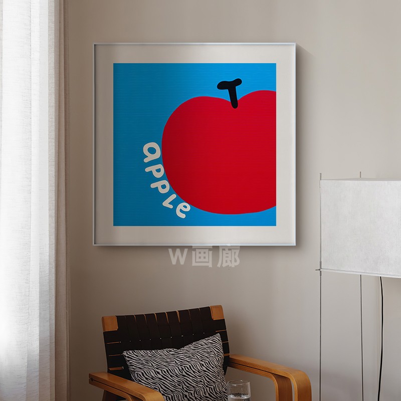 红色苹果客厅装饰画水果当代艺术玄关过道壁画包豪斯卧室餐厅挂画图片