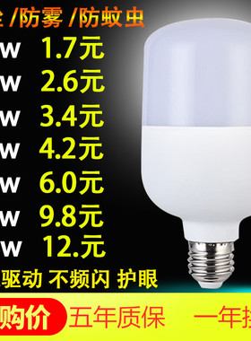 led灯泡E27螺口B22卡口球泡10w20w30W节能灯家用超亮款厂房照明灯