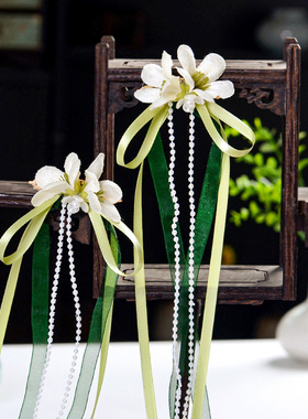 儿童古风汉服头饰发夹女童中国风步摇长流苏绿色古装配饰发卡