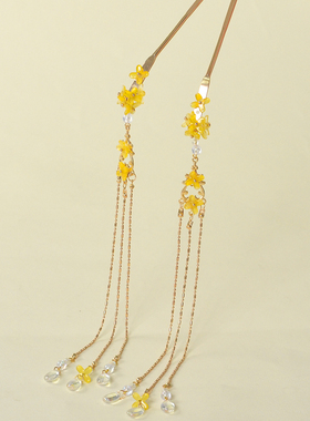 古风金色花朵流苏发簪饰品女簪子