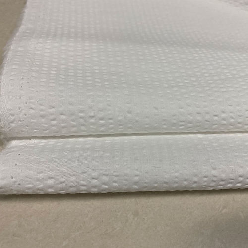 进口全棉泡泡纱布料本白色纯棉绉布竖条纹衬衫连衣裙宝宝娃衣面料