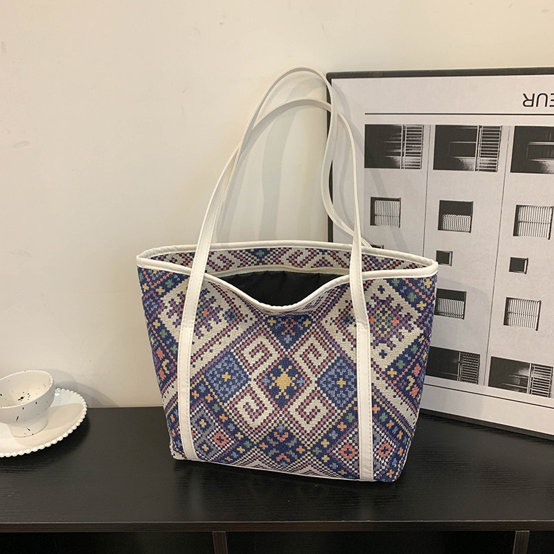 潮流简约单肩包休闲通勤撞色手拎包2026春季新款包包女时尚托特包