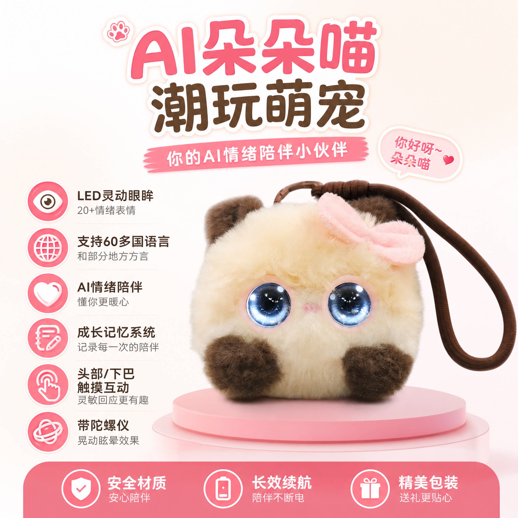 AI智能豆包机器人语音陪伴毛绒
