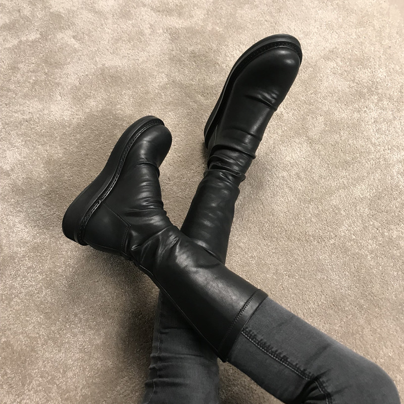 不过膝弹力靴女中筒靴厚底瘦瘦靴