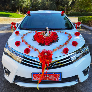 ins主婚车装饰车头花全套新娘结婚迎亲车队副车彩车布置爱心仿真