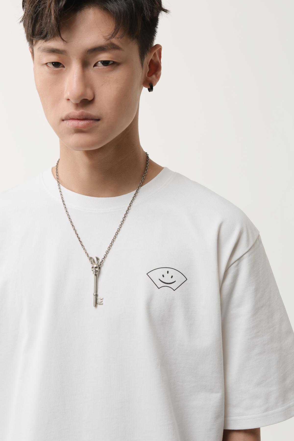#DBEA[wild tee]野峙黑白短袖高克重耐洗精梳棉笑脸折扇中式复古
