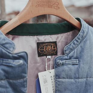 denim coolie 做旧泼墨丹宁棉服华人手工盘扣牛仔复古唐装 DBEA
