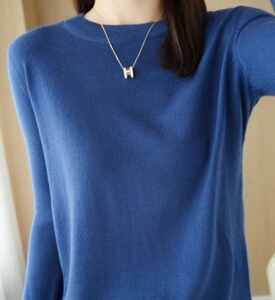 秋冬新款圆领毛衣女内搭针织打底衫宽松大码不起球羊绒衫薄款线衣