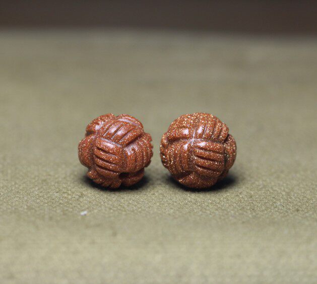 金沙石绳结珠一对a-12-6直径14mm