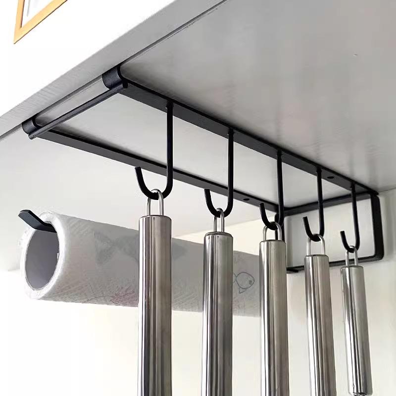 厨房免打孔纸巾架挂钩橱柜卷纸架
