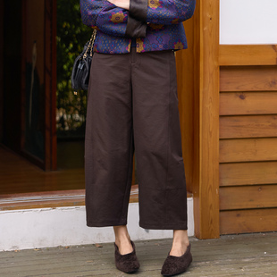 加绒阔腿哪吒裤 菲伊唐弯刀裤 高腰显瘦百搭宽松九分裤 新时尚 气球裤