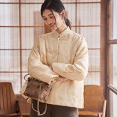 菲伊唐新中式 慵懒松弛感上衣刺绣双层真丝刺绣欧根纱棉衣服外套女