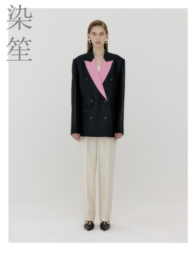 冬装羊毛西服双排纯毛女士羊绒西装定制英伦街拍设计师白领女外套