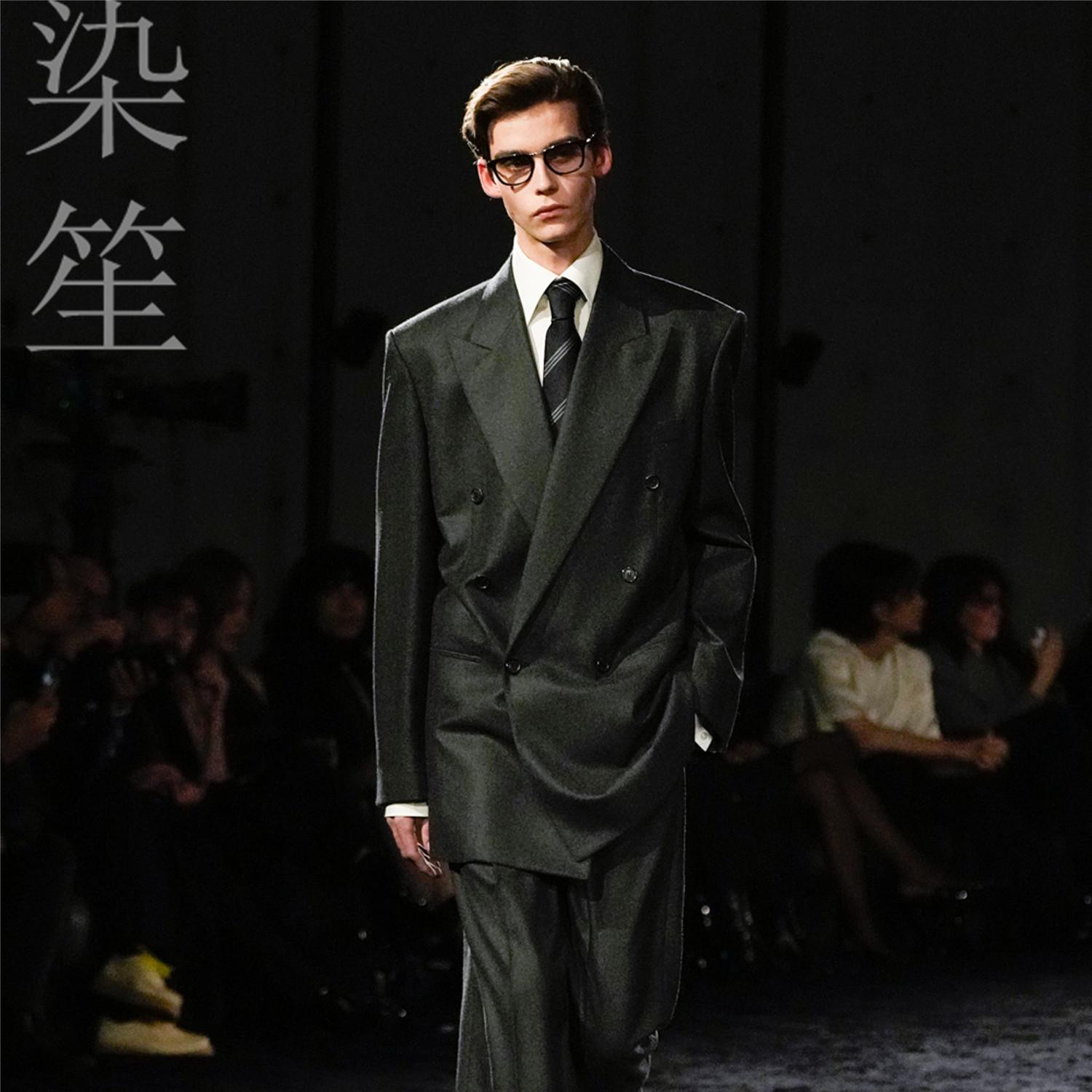 山羊毛套装吸烟装毛料西服杨树林