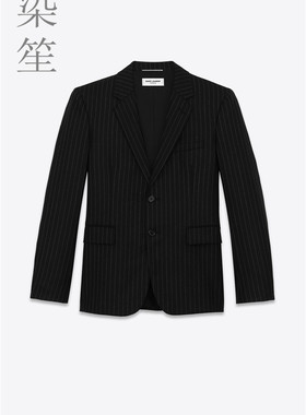条纹羊毛法兰绒夹克修身西装西服
