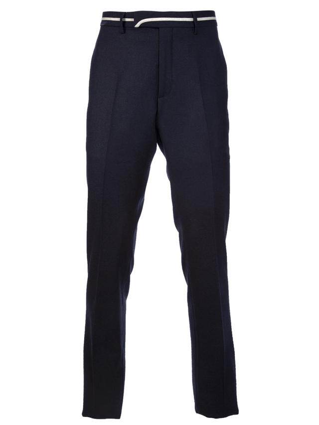 永恒经典款春夏男西裤羊毛混纺修身撞色封腰设计西装裤小腿锥形版