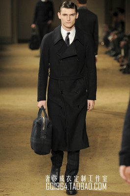 巴黎时装束带可选面料毛呢大衣料