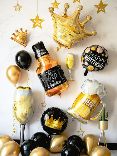 金色派对装扮儿童生日趴铝膜气球