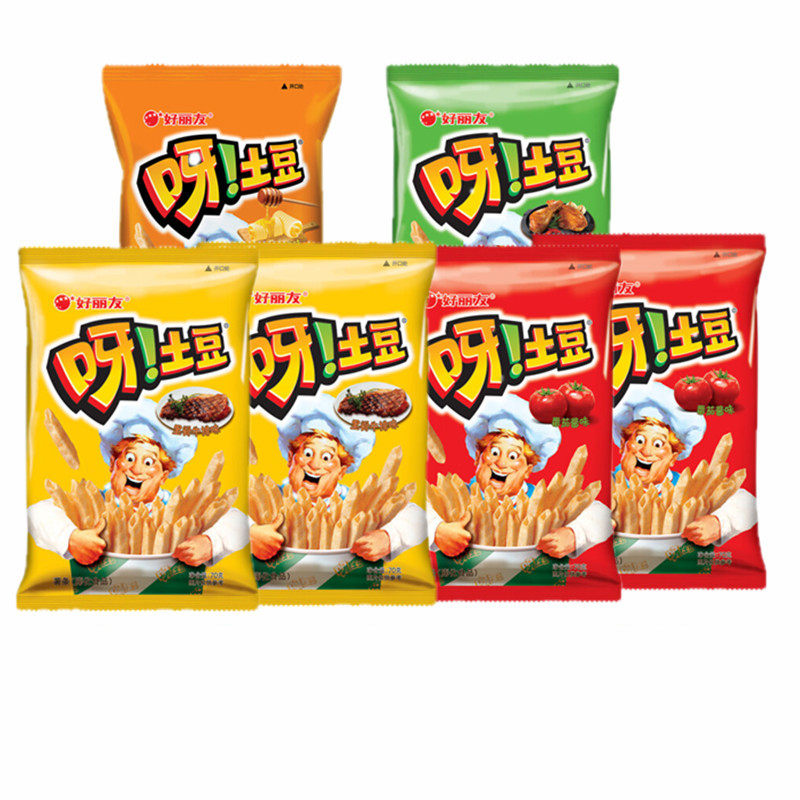 好丽友呀土豆70g袋装番茄爽脆薯条膨化粟米条礼包零食小吃包邮