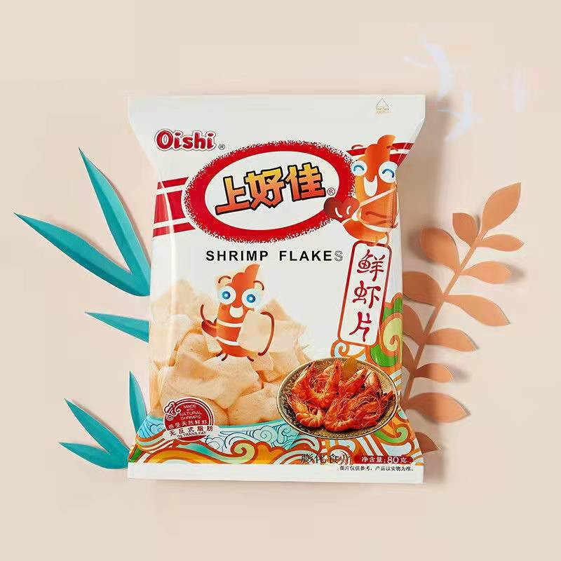 上好佳鲜虾片80克虾条薯片玉米卷田园系列休闲零食膨化包邮大包装